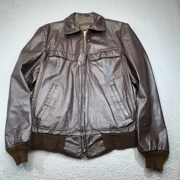 Vintage Cooper Jacket Men 40 Brown Leather Flight Coat Aviator Air Force Bomber